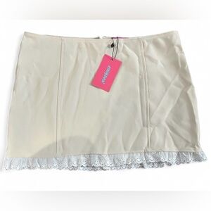 Edikted Cream Skirt with White Lace Medium NWT